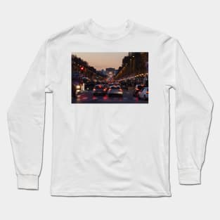 Traffic jam on Champs Elysees, Arc de Triomphe, Paris, France Long Sleeve T-Shirt